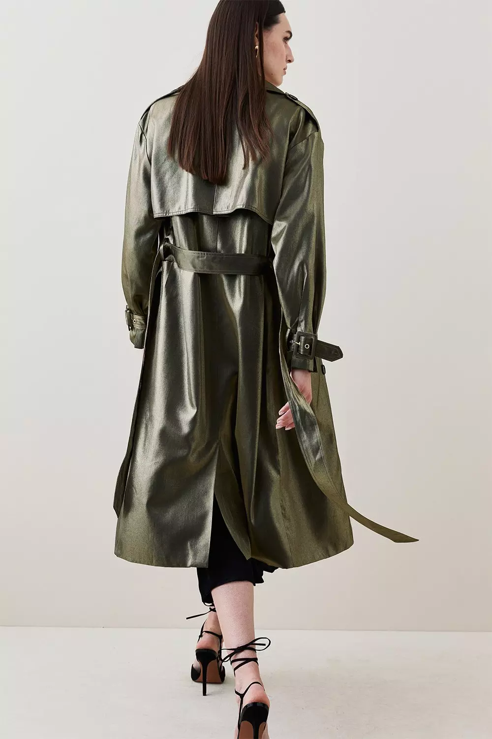 Metallic Belted Trench Coat Karen Millen